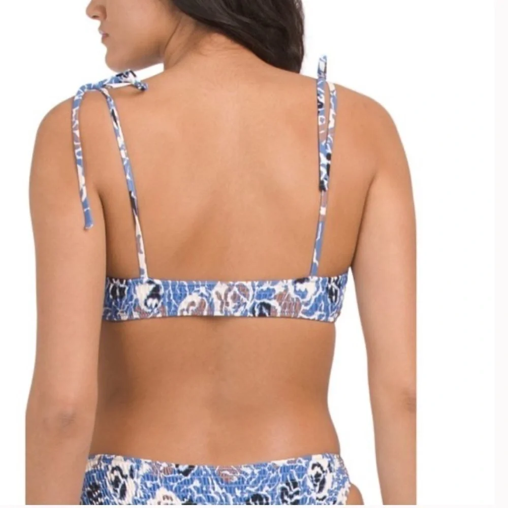Tanya Taylor Valencia Smocked Bikini Top NWT Size Large